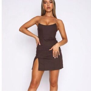 White Fox Boutique Change the Tune Brown Mini Dress
